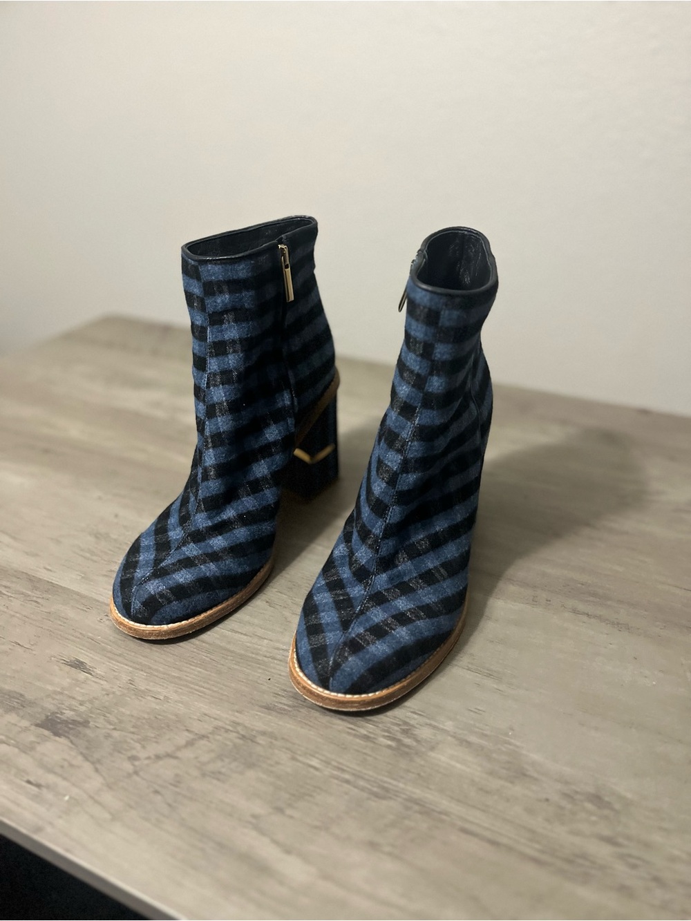Tibi Nora Ningham Checkered Italian Boots